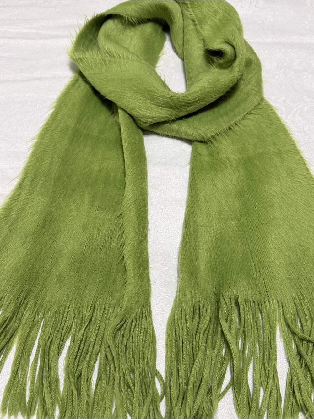 Luxurious Furry Lime Green Fringe Scarf - Women Accessories